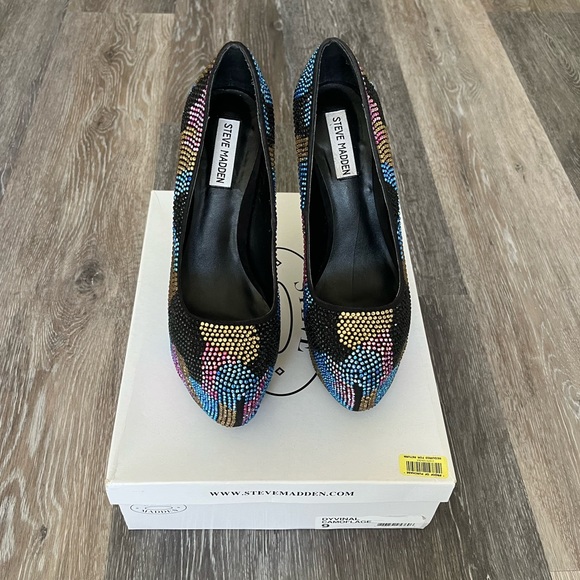 Steve Madden Dyvinal Camouflage Rhinestone Crystal Platform Heels Shoes Size 9 - Picture 3 of 6